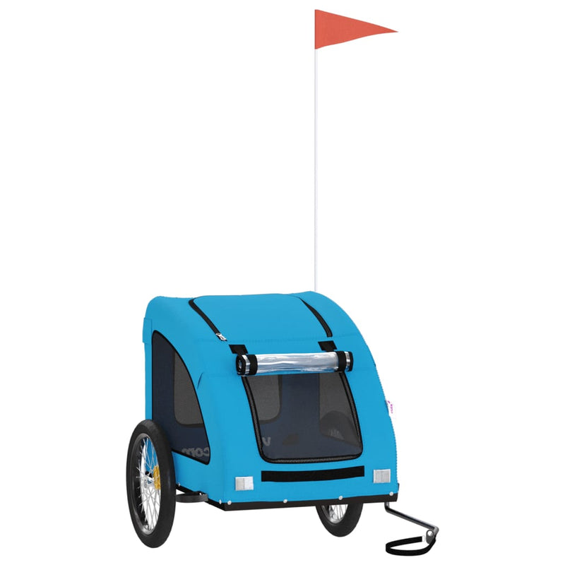 Afbeelding laden in galerijviewer, Vidaxl hondenfietstrailer oxford stof en ijzer blauw
