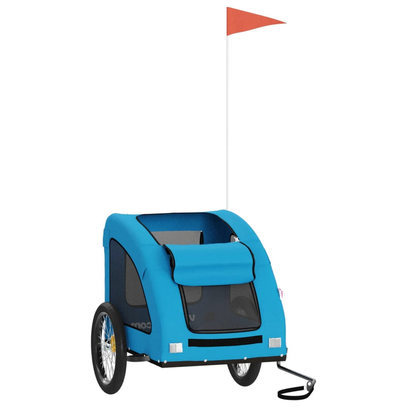 Afbeelding laden in galerijviewer, Vidaxl hondenfietstrailer oxford stof en ijzer blauw
