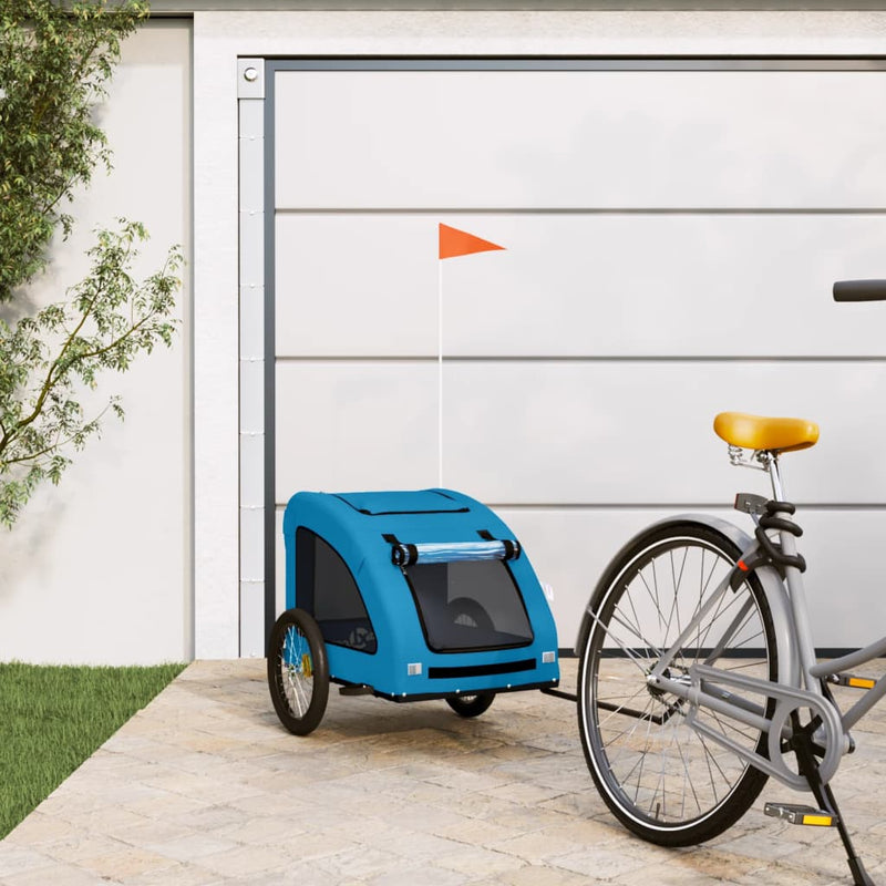 Afbeelding laden in galerijviewer, Vidaxl hondenfietstrailer oxford stof en ijzer blauw
