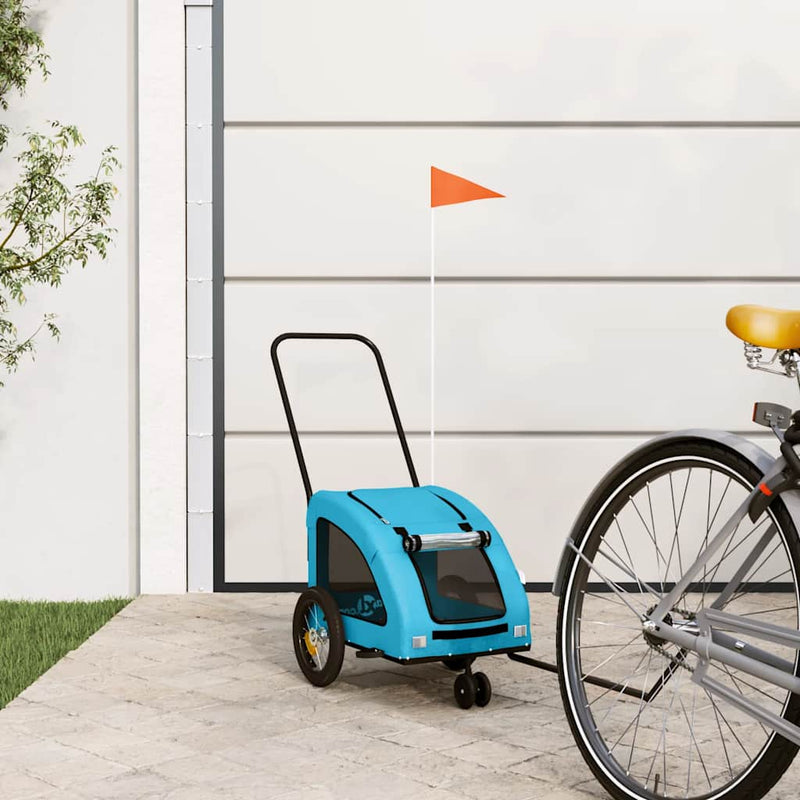 Afbeelding laden in galerijviewer, Vidaxl hondenfietstrailer oxford stof en ijzer blauw
