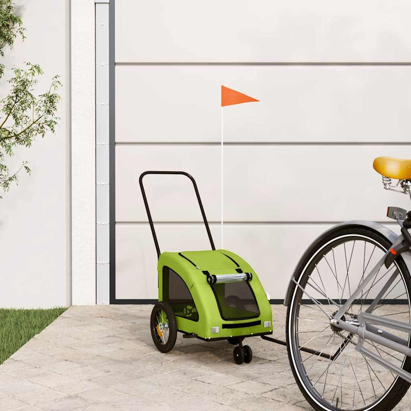 Afbeelding laden in galerijviewer, Vidaxl hondenfietstrailer oxford stof en ijzer groen
