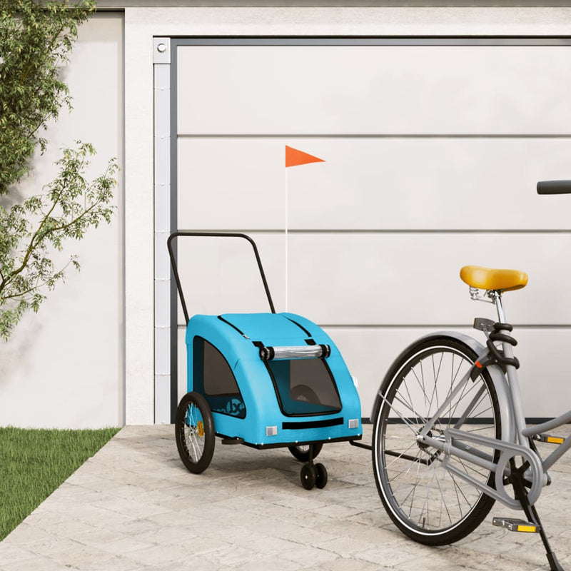 Afbeelding laden in galerijviewer, Vidaxl hondenfietstrailer oxford stof en ijzer blauw
