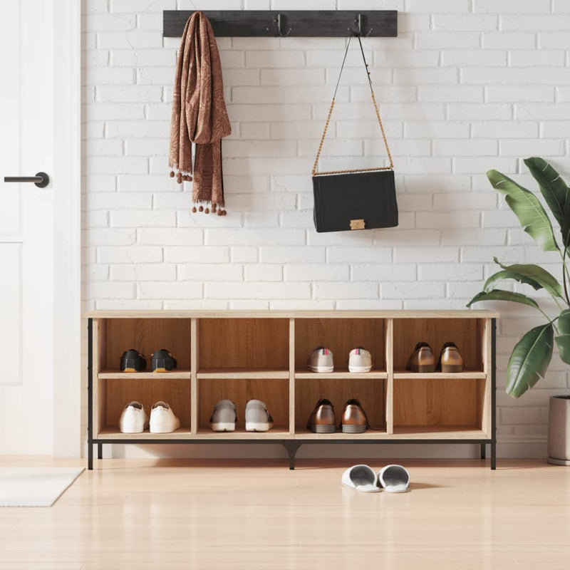 Afbeelding laden in galerijviewer, Vidaxl schoenenkast 131x35x50 cm bewerkt hout sonoma eikenkleurig
