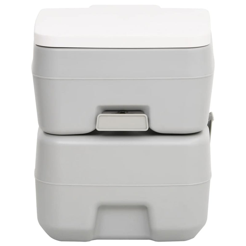 Afbeelding laden in galerijviewer, Vidaxl campingtoilet draagbaar 20+10 l hdpe grijs en wit
