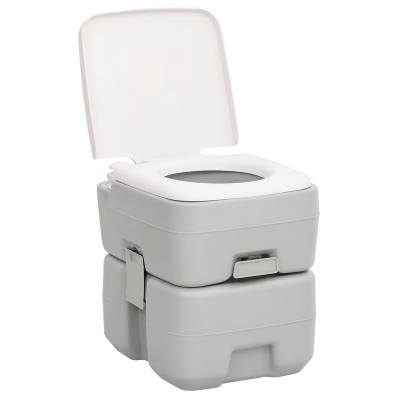 Afbeelding laden in galerijviewer, Vidaxl campingtoilet draagbaar 20+10 l hdpe grijs en wit
