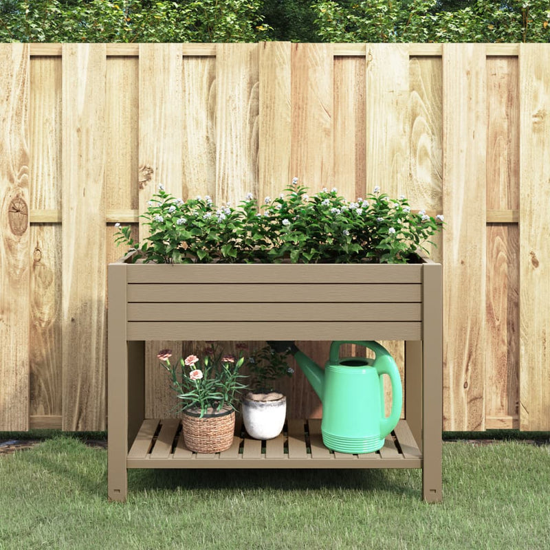 Afbeelding laden in galerijviewer, Vidaxl plantenbak verhoogd 110x45x79 cm polypropeen lichtbruin

