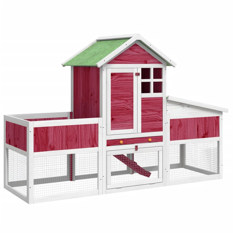 Afbeelding laden in galerijviewer, Vidaxl konijnenhok 170x63x113 cm massief grenenhout rood
