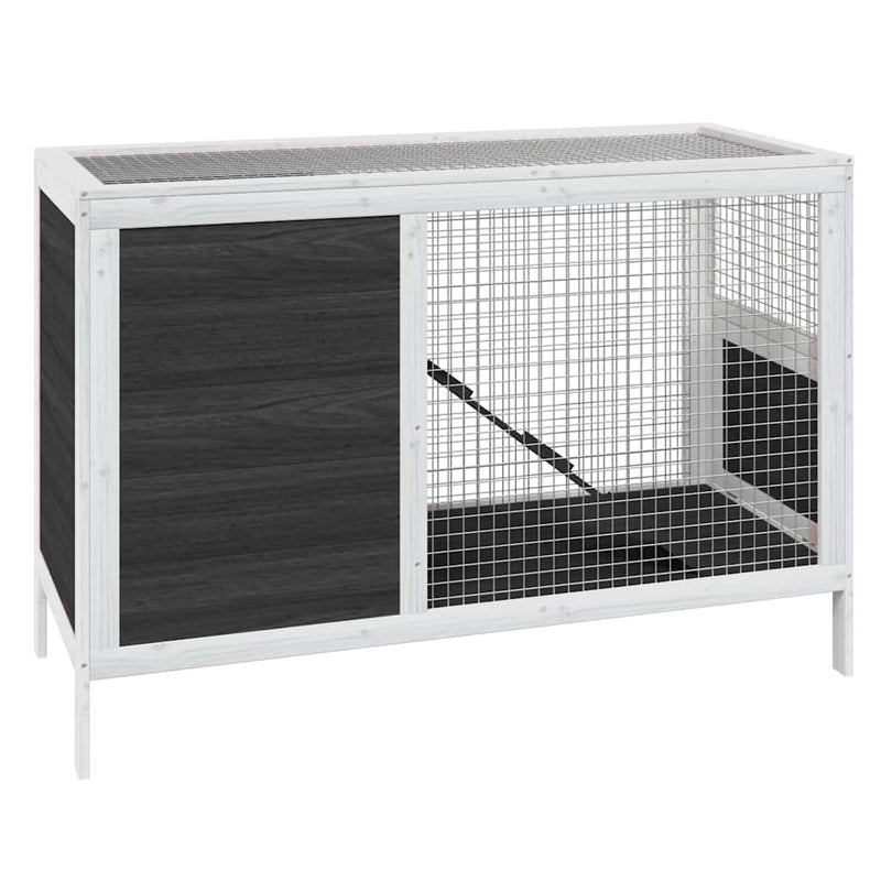 Afbeelding laden in galerijviewer, Vidaxl konijnenhok 103x44x69,5 cm massief grenenhout grijs

