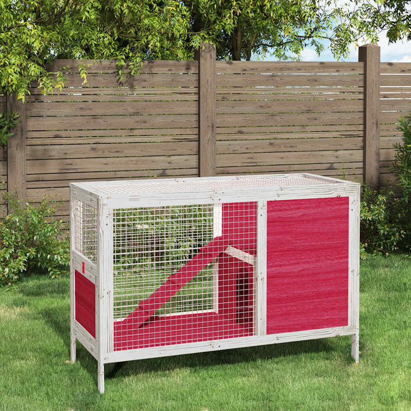 Afbeelding laden in galerijviewer, Vidaxl konijnenhok 103x44x69,5 cm massief grenenhout rood
