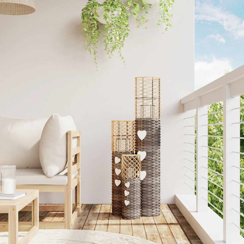 Afbeelding laden in galerijviewer, Vidaxl kaarsenhouders 3 st wicker grijs
