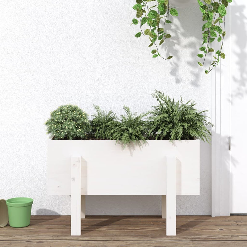 Afbeelding laden in galerijviewer, Vidaxl plantenbak 62x30x38 cm massief grenenhout wit
