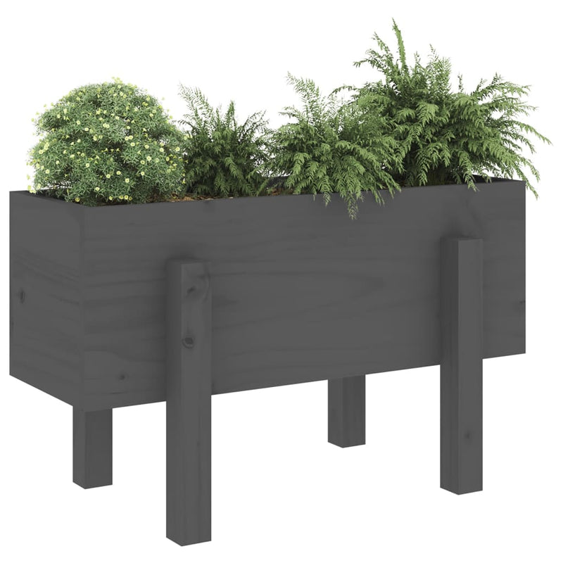 Afbeelding laden in galerijviewer, Vidaxl plantenbak 62x30x38 cm massief grenenhout grijs
