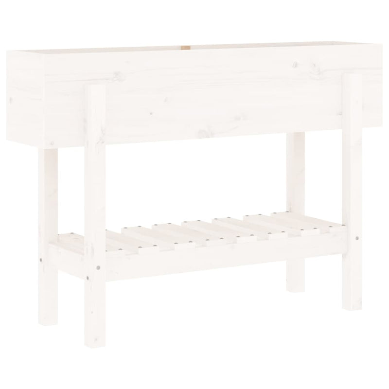 Afbeelding laden in galerijviewer, Vidaxl plantenbak verhoogd 101x30x69 cm massief grenenhout wit
