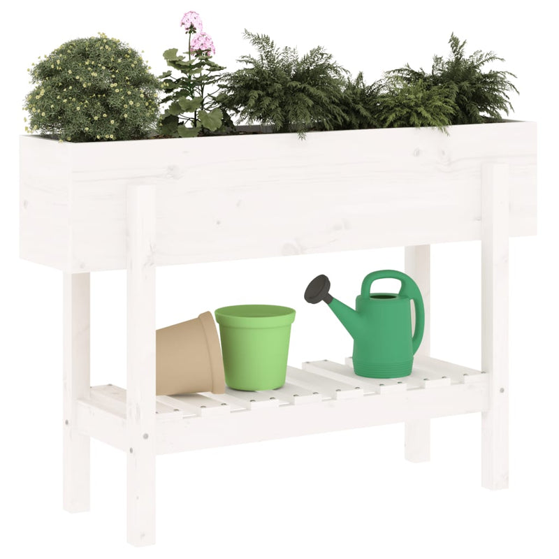 Afbeelding laden in galerijviewer, Vidaxl plantenbak verhoogd 101x30x69 cm massief grenenhout wit
