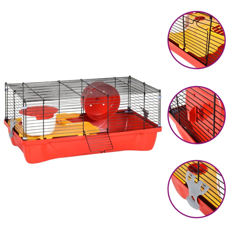 Afbeelding laden in galerijviewer, Vidaxl hamsterkooi 58x32x36 cm polypropeen en metaal rood
