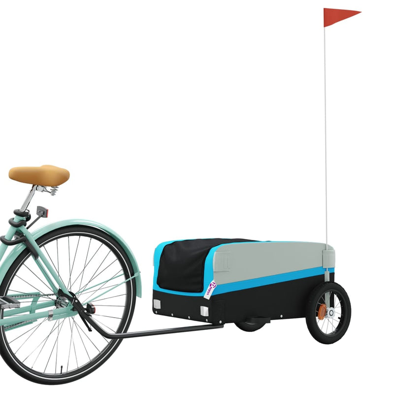 Afbeelding laden in galerijviewer, Vidaxl fietstrailer 30 kg ijzer zwart en blauw
