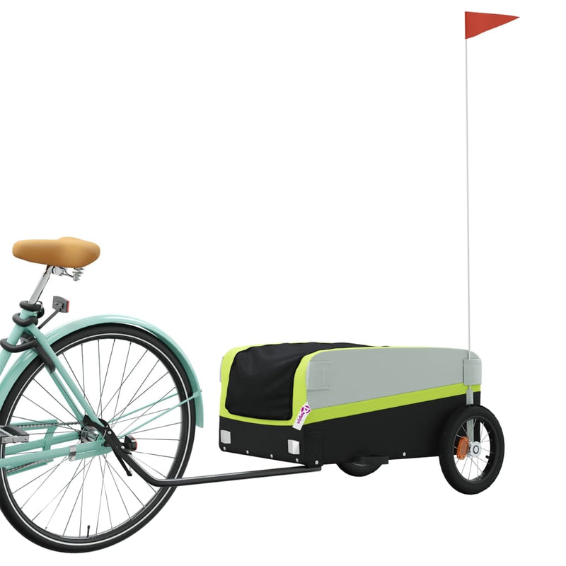 Afbeelding laden in galerijviewer, Vidaxl fietstrailer 30 kg ijzer zwart en groen
