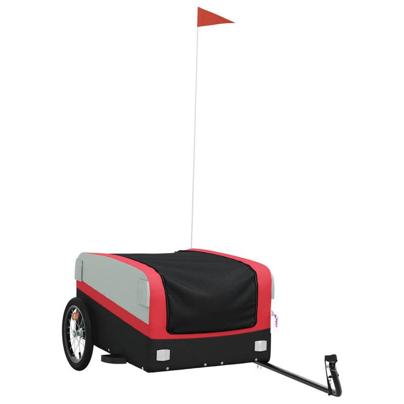 Afbeelding laden in galerijviewer, Vidaxl fietstrailer 45 kg ijzer zwart en rood
