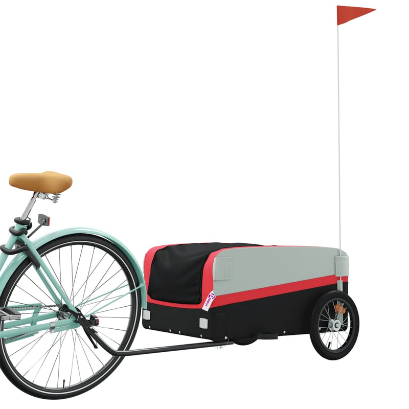 Afbeelding laden in galerijviewer, Vidaxl fietstrailer 45 kg ijzer zwart en rood
