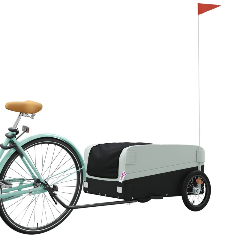 Afbeelding laden in galerijviewer, Vidaxl fietstrailer 45 kg ijzer zwart en grijs
