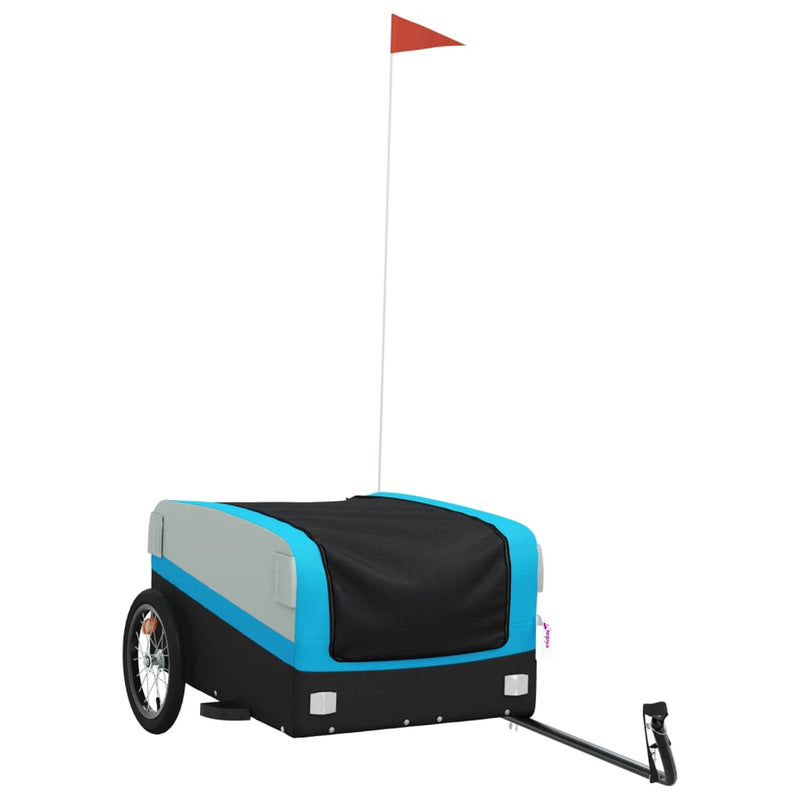 Afbeelding laden in galerijviewer, Vidaxl fietstrailer 45 kg ijzer zwart en blauw
