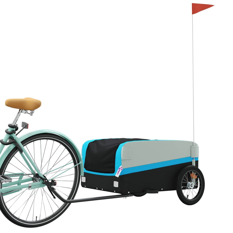 Afbeelding laden in galerijviewer, Vidaxl fietstrailer 45 kg ijzer zwart en blauw
