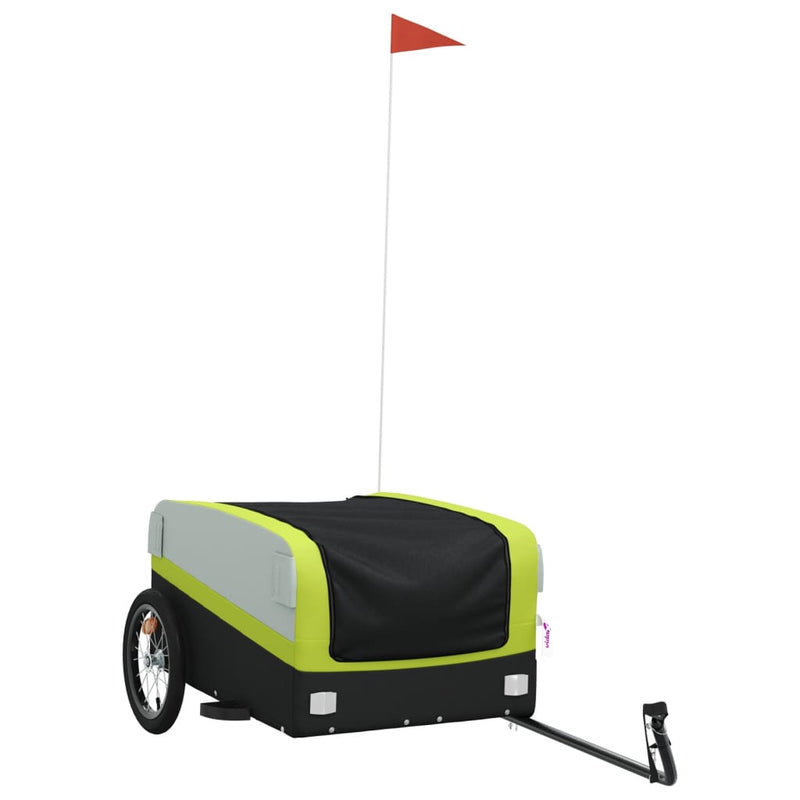 Afbeelding laden in galerijviewer, Vidaxl fietstrailer 45 kg ijzer zwart en groen
