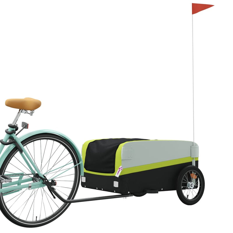 Afbeelding laden in galerijviewer, Vidaxl fietstrailer 45 kg ijzer zwart en groen
