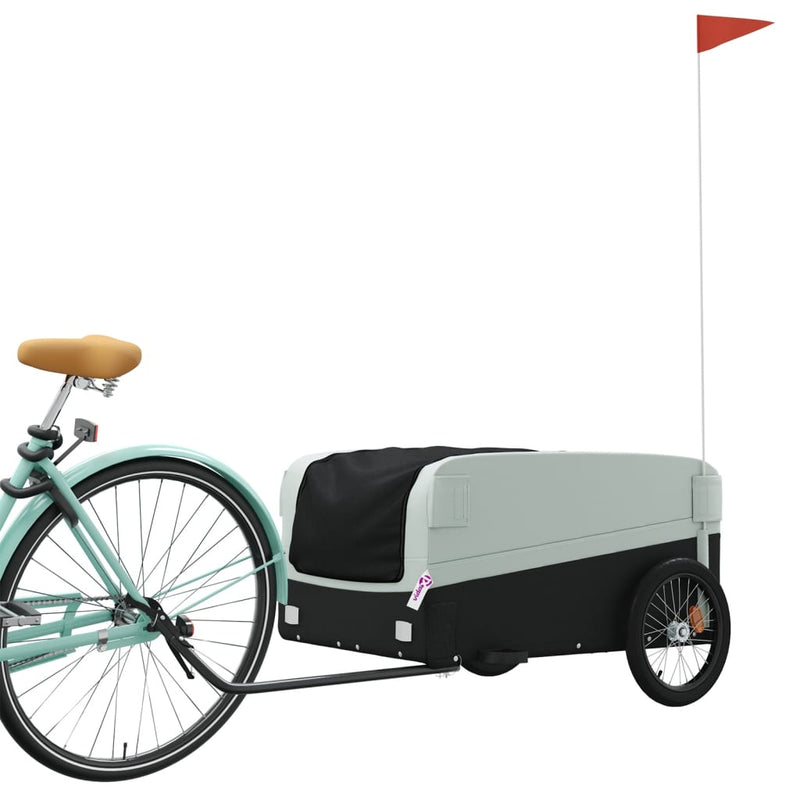 Afbeelding laden in galerijviewer, Vidaxl fietstrailer 45 kg ijzer zwart en grijs
