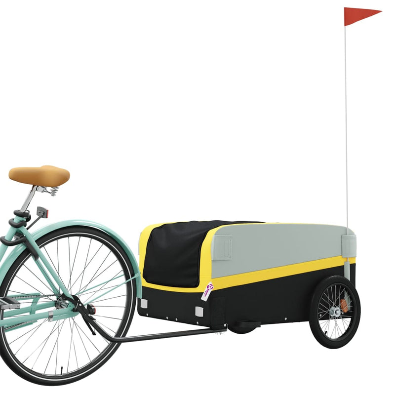 Afbeelding laden in galerijviewer, Vidaxl fietstrailer 45 kg ijzer zwart en geel

