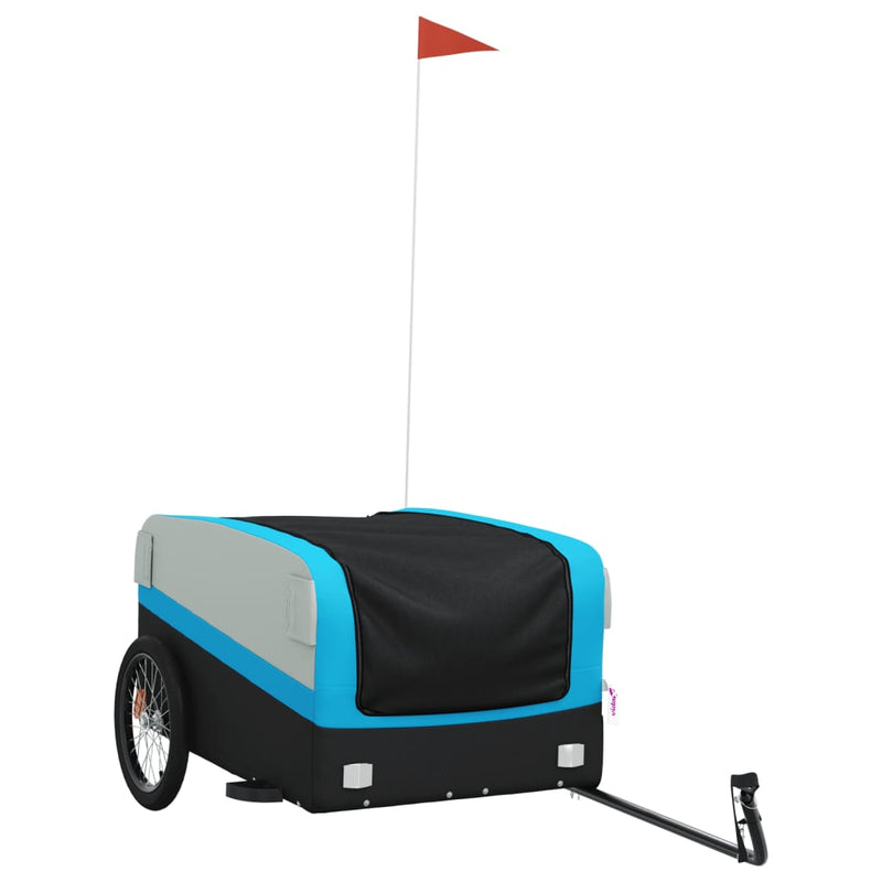 Afbeelding laden in galerijviewer, Vidaxl fietstrailer 45 kg ijzer zwart en blauw
