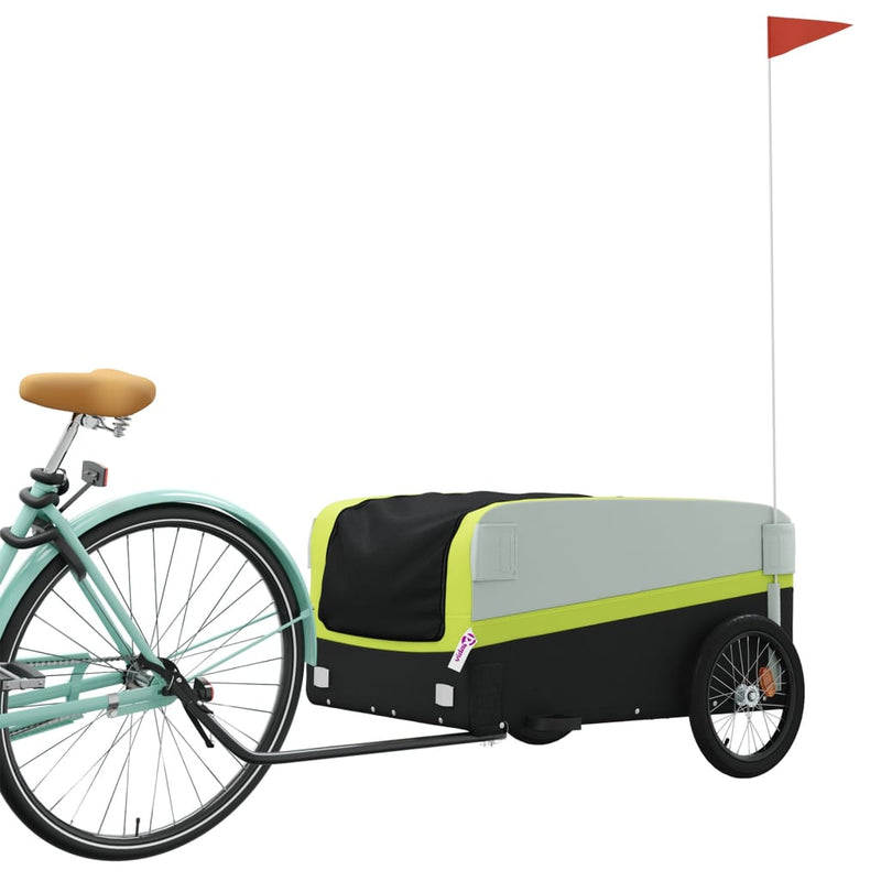 Afbeelding laden in galerijviewer, Vidaxl fietstrailer 45 kg ijzer zwart en groen
