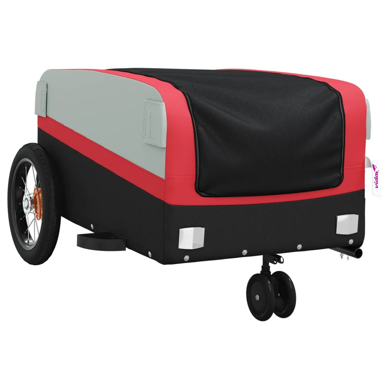 Afbeelding laden in galerijviewer, Vidaxl fietstrailer 30 kg ijzer zwart en rood
