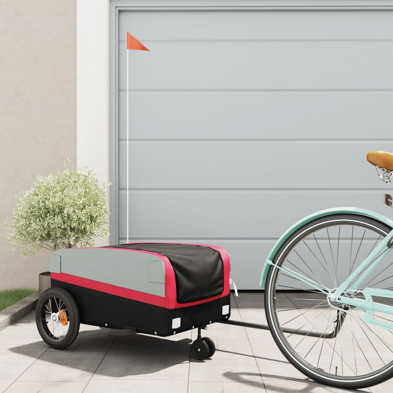 Afbeelding laden in galerijviewer, Vidaxl fietstrailer 30 kg ijzer zwart en rood

