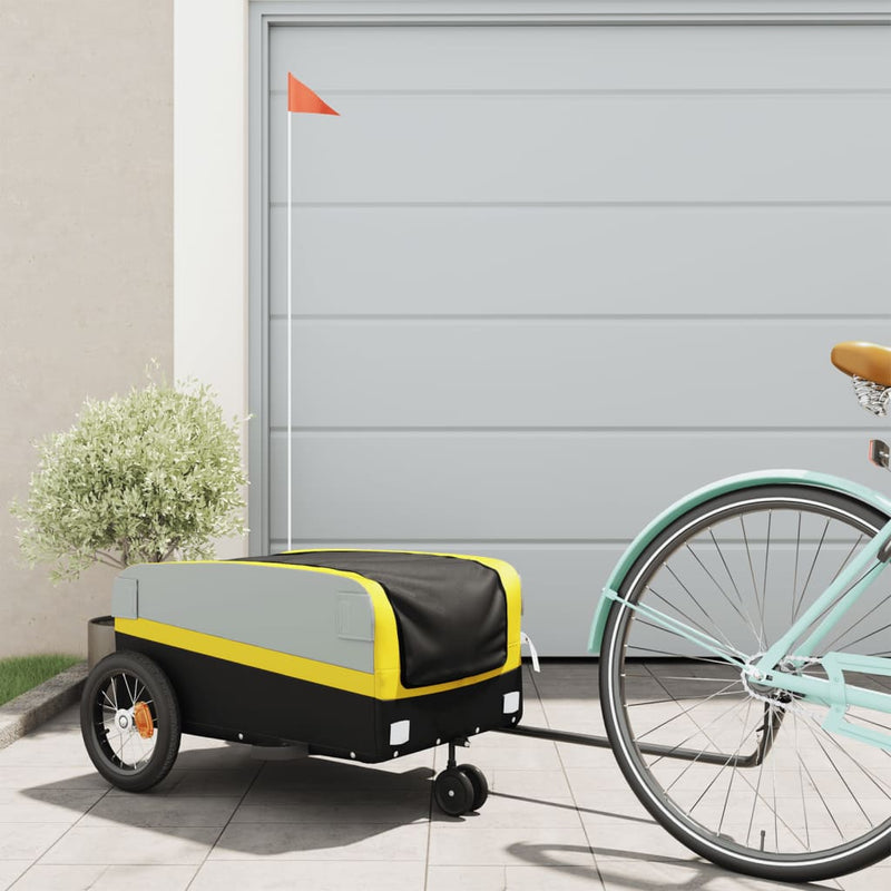 Afbeelding laden in galerijviewer, Vidaxl fietstrailer 30 kg ijzer zwart en geel
