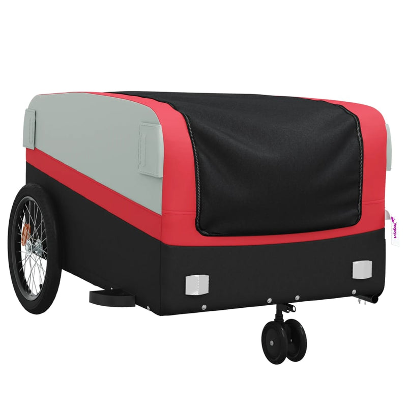 Afbeelding laden in galerijviewer, Vidaxl fietstrailer 45 kg ijzer zwart en rood
