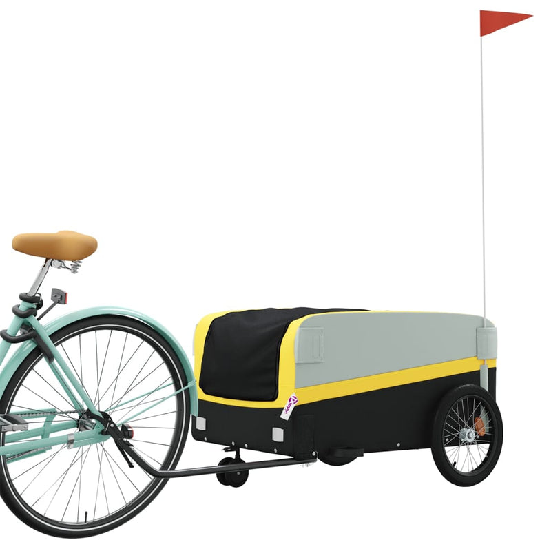 Afbeelding laden in galerijviewer, Vidaxl fietstrailer 45 kg ijzer zwart en geel
