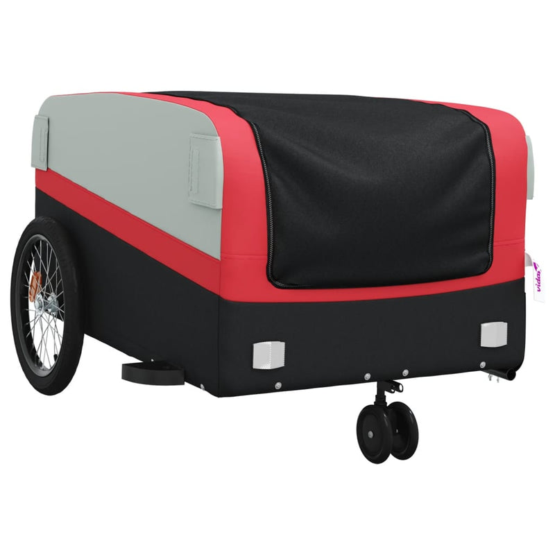 Afbeelding laden in galerijviewer, Vidaxl fietstrailer 45 kg ijzer zwart en rood
