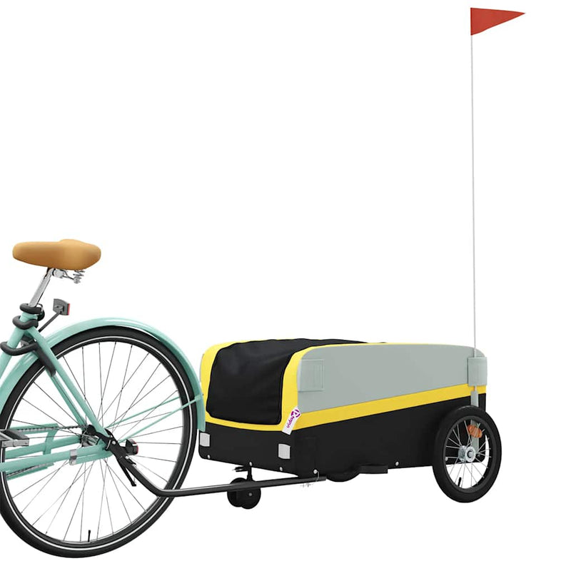 Afbeelding laden in galerijviewer, Vidaxl fietstrailer 45 kg ijzer zwart en geel
