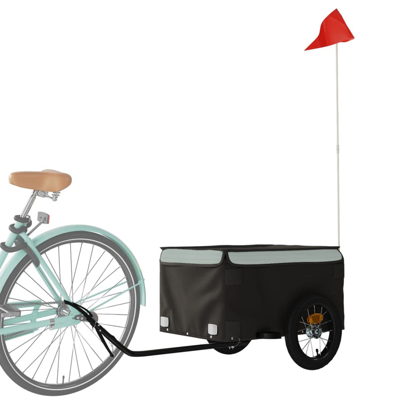 Afbeelding laden in galerijviewer, Vidaxl fietstrailer 30 kg ijzer zwart en grijs
