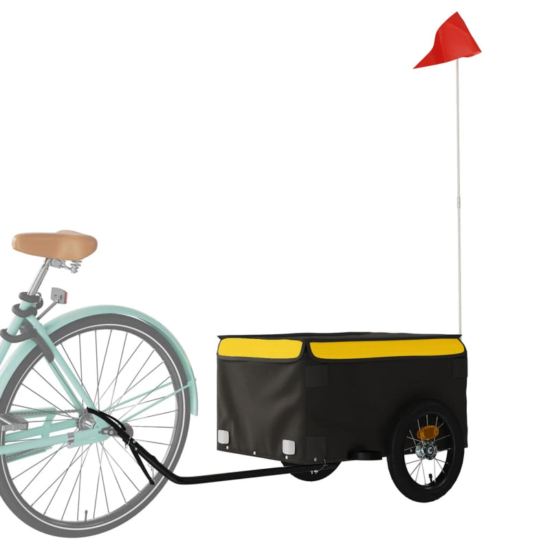 Afbeelding laden in galerijviewer, VidaXL Fietstrailer 30 kg ijzer zwart en geel
