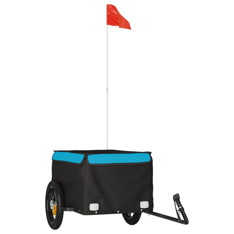 Afbeelding laden in galerijviewer, Vidaxl fietstrailer 30 kg ijzer zwart en blauw
