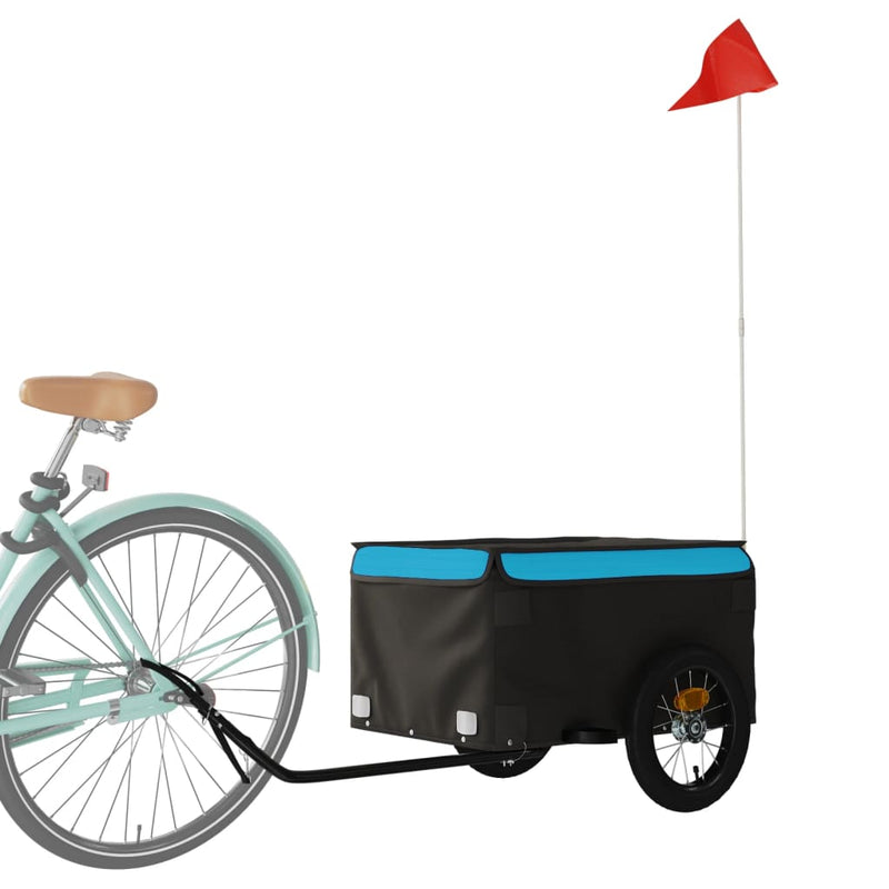 Afbeelding laden in galerijviewer, Vidaxl fietstrailer 30 kg ijzer zwart en blauw
