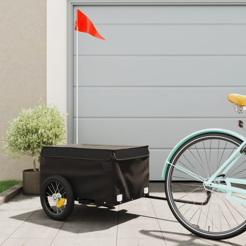 Afbeelding laden in galerijviewer, Vidaxl fietstrailer 30 kg ijzer zwart
