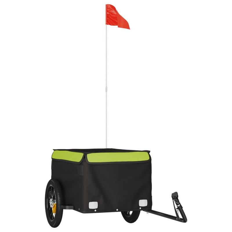 Afbeelding laden in galerijviewer, Vidaxl fietstrailer 30 kg ijzer zwart en groen
