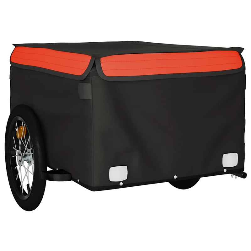 Afbeelding laden in galerijviewer, Vidaxl fietstrailer 45 kg ijzer zwart en oranje
