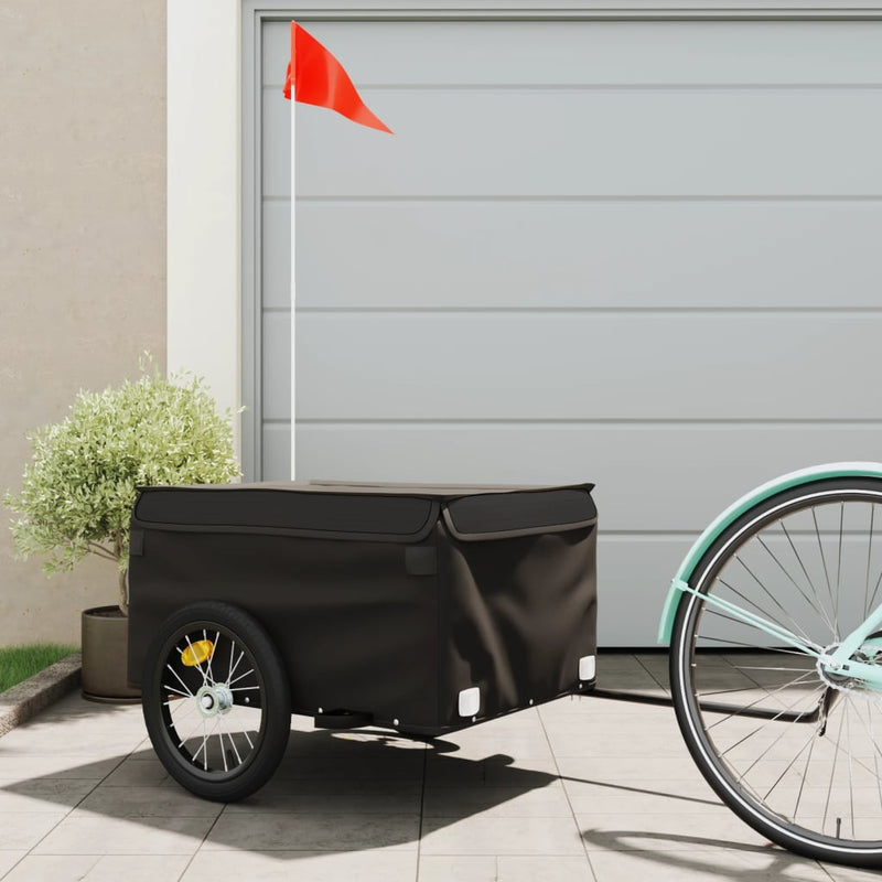 Afbeelding laden in galerijviewer, Vidaxl fietstrailer 45 kg ijzer zwart
