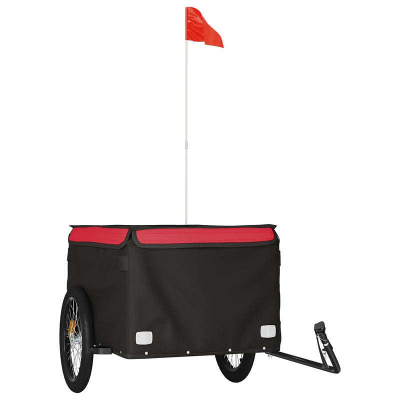 Afbeelding laden in galerijviewer, Vidaxl fietstrailer 45 kg ijzer zwart en rood
