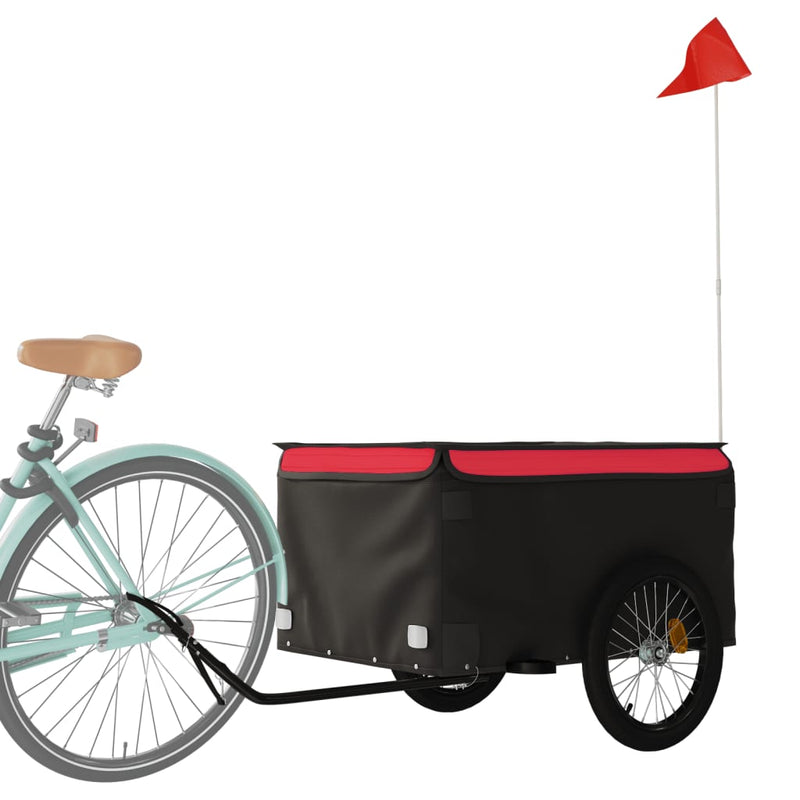 Afbeelding laden in galerijviewer, Vidaxl fietstrailer 45 kg ijzer zwart en rood
