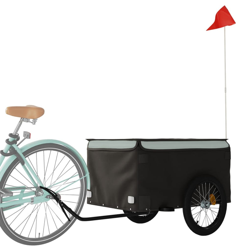 Afbeelding laden in galerijviewer, Vidaxl fietstrailer 45 kg ijzer zwart en grijs
